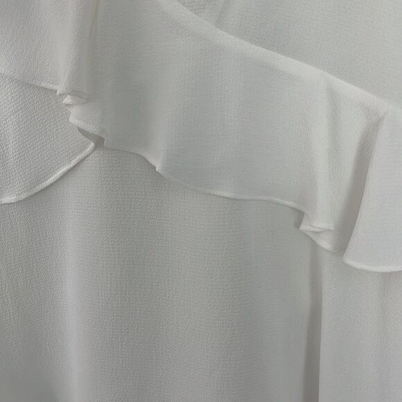 Michael Kors Micheal Sheer White Flutter V Neck Blouse Feminine - Picture 2 of 6